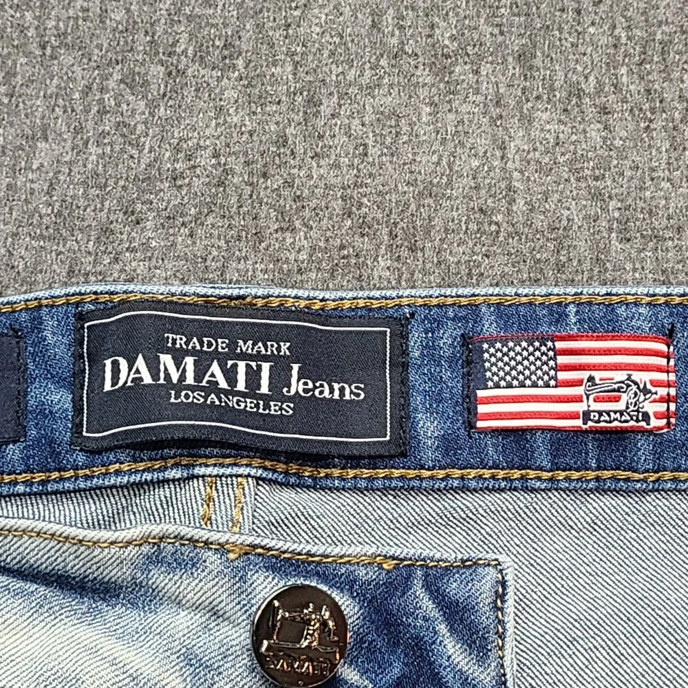 DAMATI Jeans Mens W38 Light Wash Distressed Paint‎ Splatter Denim Straight Fit